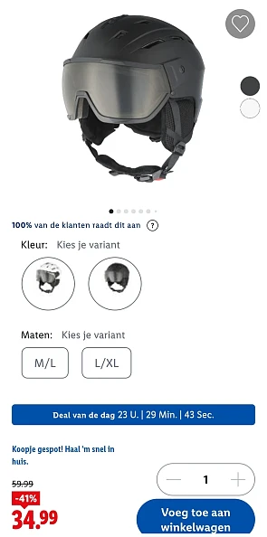 Skihelm met meekleurend vizier -41%