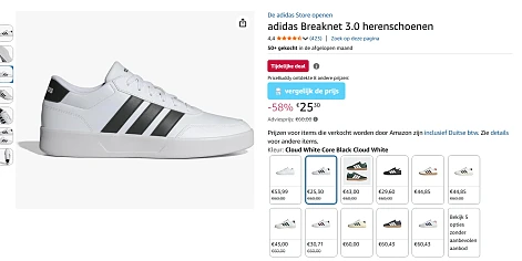 25.30€ voor adidas sneakers heren in maat 41