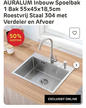 AURALUM Inbouw Spoelbak