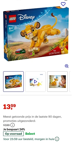 LEGO Disney Simba de Leeuwenkoning als welp (43243)