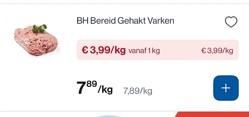 BH bereid gehakt varken voor 3,99€/kg