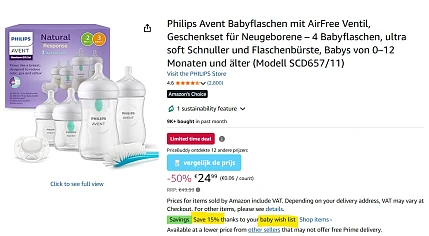 Flessenset baby's goedkoopst bij Amazon DE🍼