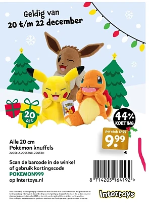Korting Pokémon knuffels bij Intertoys