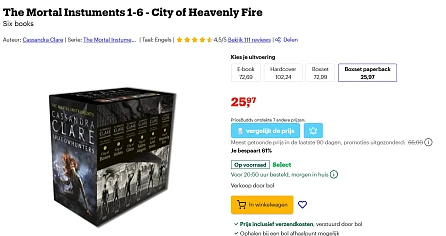 Lezers opgelet! The Mortal Instuments boxset 1-6 (Engels)