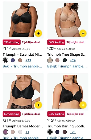 Tot 74% korting op Triumph beha's