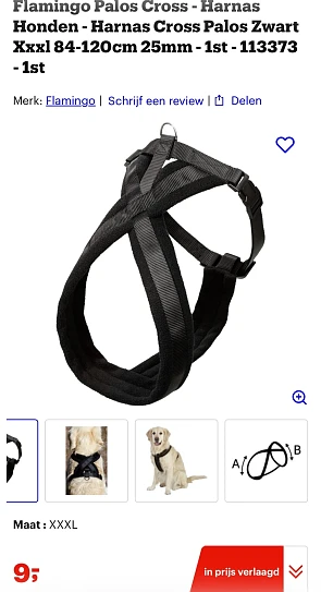 Flamingo harnas hond