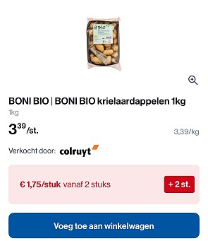 Boni bio krielaardappelen 1 kg -50%