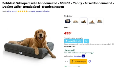 Hondenkussens met 70% en 72% korting bij bol wit en zwart