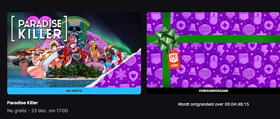 Elke dag een gratis game bij Epic Games tijdens de feestdagen!