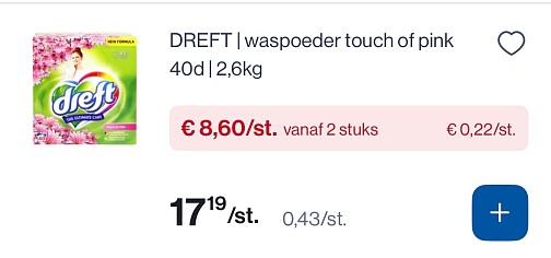 Dreft waspoeder touch of pink 40 d -50%