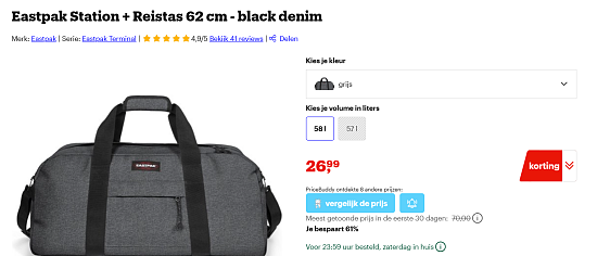 Eastpak Station + Reistas 62 cm - black denim