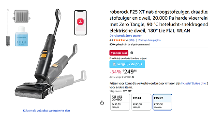Roborock stofzuiger nat en droog 54% korting