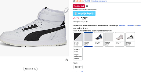 Vanaf 28.91€ Puma hoge sneakers voor de snelle beslissers da's 66% korting!