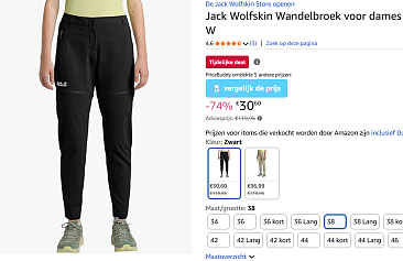 -74% Jack Wolfskin wandelbroek maat 38