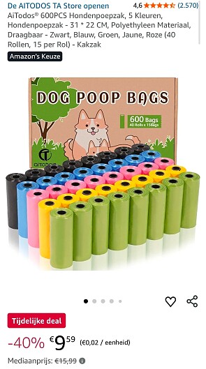 600 Hondenpoepzakjes -40%