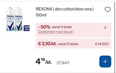 Rexona deo producten -50% bovenop goedkope prijs