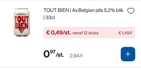Tout Bien belgian pils 5,2% blik 33 cl -50%