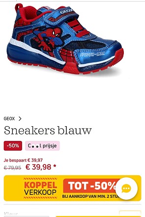 Geox Spider-Man Blauwe Sneakers -50%