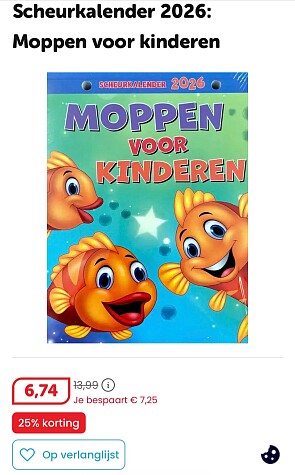 Kalender moppen voor kinderen 6,74€ bij boekenvoordeel.be