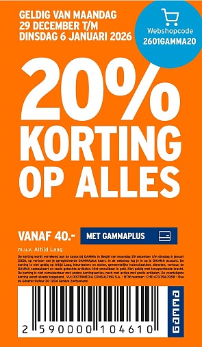 20% korting op alles vanaf €40