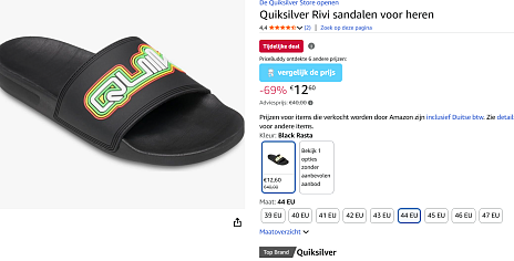 Tot 69% korting op Quicksilver badslippers voor heren