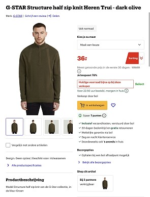 G-STAR Structure half zip knit Heren Trui -70%