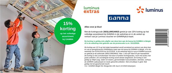 15% korting op het volledige assortiment bij GAMMA