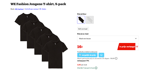 5 t shirts voor jongens van WE Fashion voor slechts 16€ bij bol nog in alle maten beschikbaar