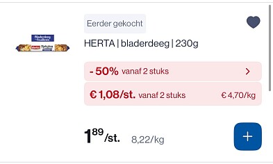 Herta bladerdeeg 230 gram in promo