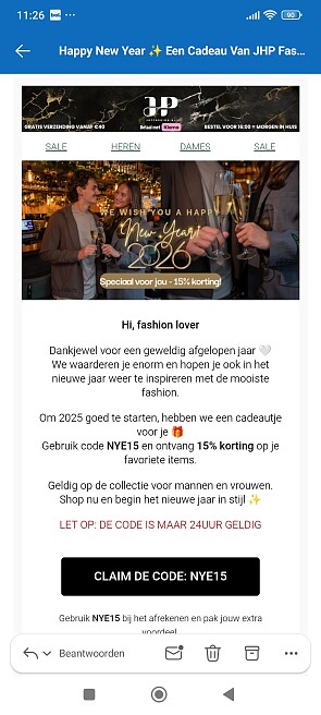 JHP Fashion: 15% korting