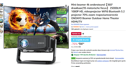 76% korting op mini beamer