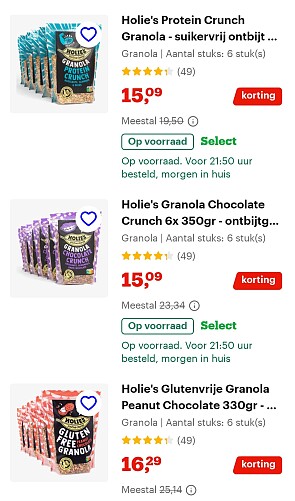 6 Holie's ontbijtgranen vanaf 2,32€ per stuk😋