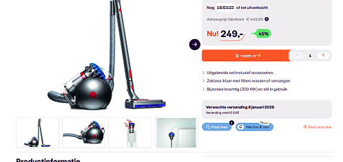 Ongeziene korting op Dyson stofzuiger!