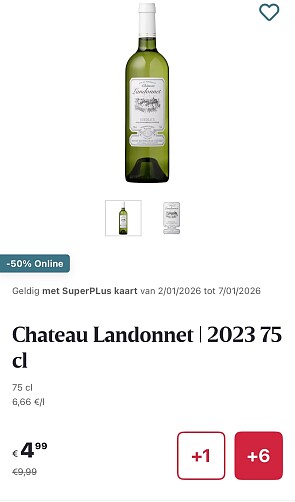Chateau landonnet 2023 - 75 cl -50% online op delhaize.be