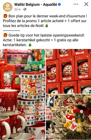 Walibi kerstartikelen 1 + 1 gratis