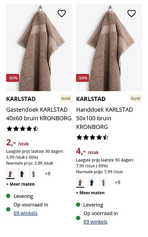 Karlstad handdoeken -50%