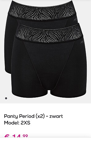 Zwarte panty period x2 2XS