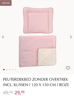 Peuterdekbed zonder overtrek incl. kussen | 120 x 150 cm | Roze