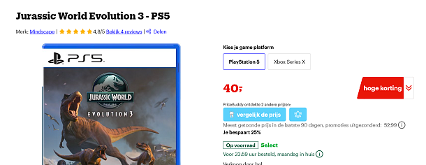 Geliefde game met korting! Jurassic World Evolution 3 - PS5