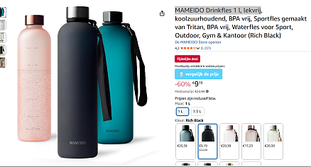 Drinkfles van Mameido lekvrij nu met 60% korting