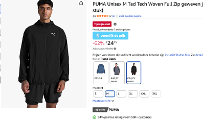 62% korting op Puma sportjas