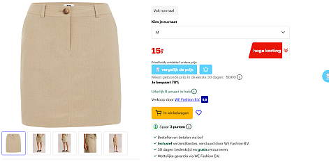 70% korting op rok van WE fashion bij bol alle maten aanwezig