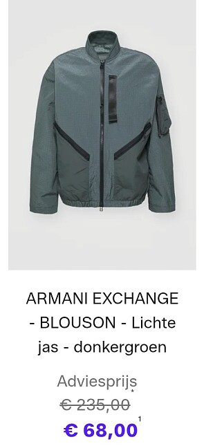 Armani blouson voor 68€