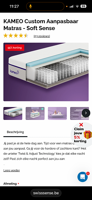 Swissense matrassen tot -55%