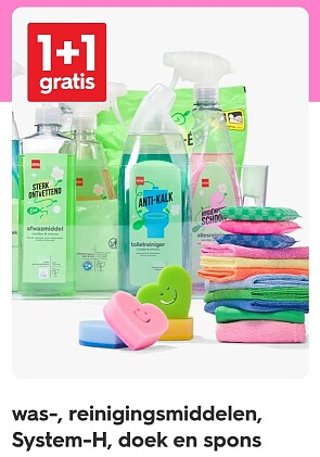 Reinigingsmiddelen spons en doek 1+1 gratis