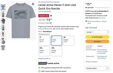 Heren-T-shirt met Quick Dry-functie maat L -61%