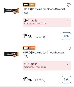 Hipro proteïne bars goedkoper
