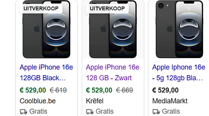 Apple | iPhone 16e 128 GB - Zwart