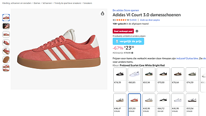 Adidas Vl Court 3.0 damesschoenen met 67% (!) korting bij Amazon DE