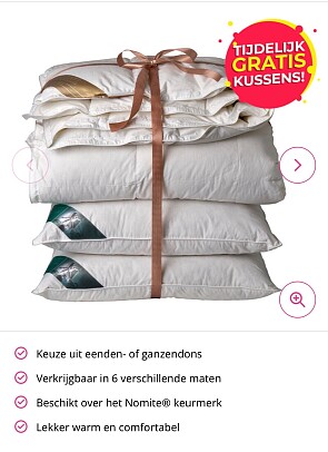 Dekbed inclusief gratis kussens